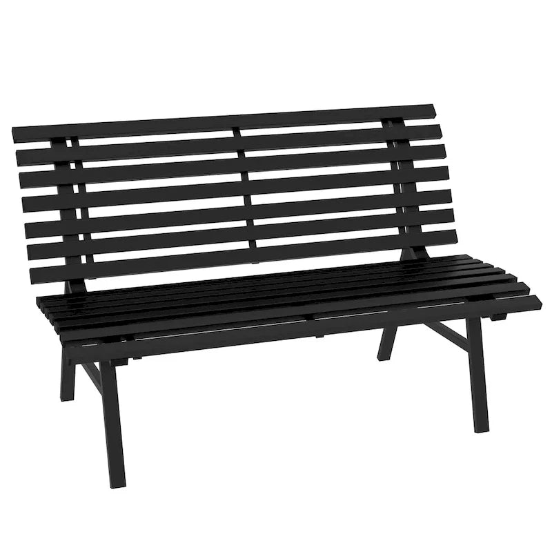 Outsunny 48.5 Garden Bench, Outdoor Patio Bench, Lightweight Aluminum Park Bench with Slatted Seat