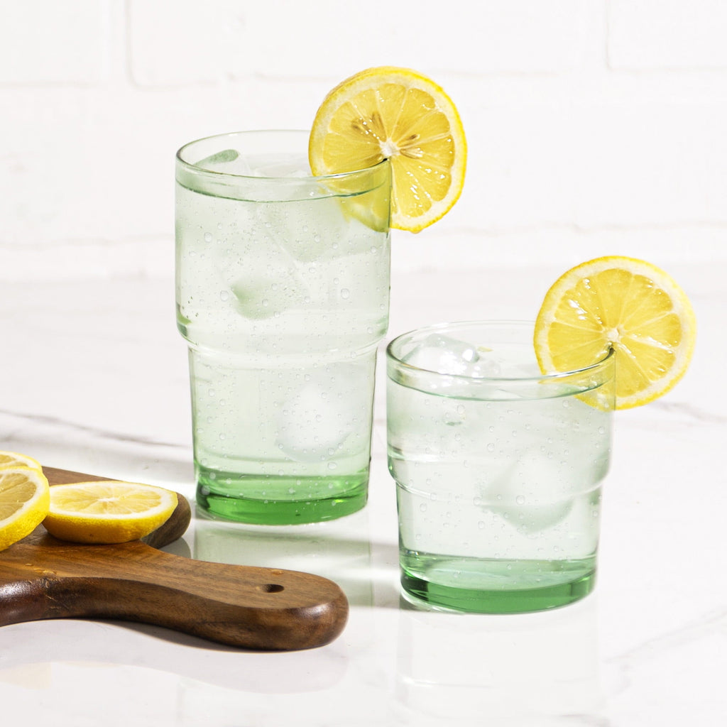 Better Homes & Gardens Clear Green Glass, Glassware, 8 Pack, 15 oz