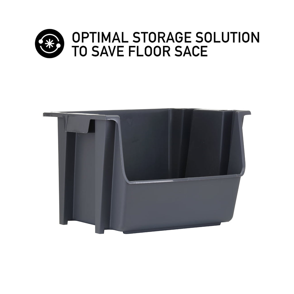 Mighty Tuff Large Nesting Stack Storage Bin, All, Plastic, Gray