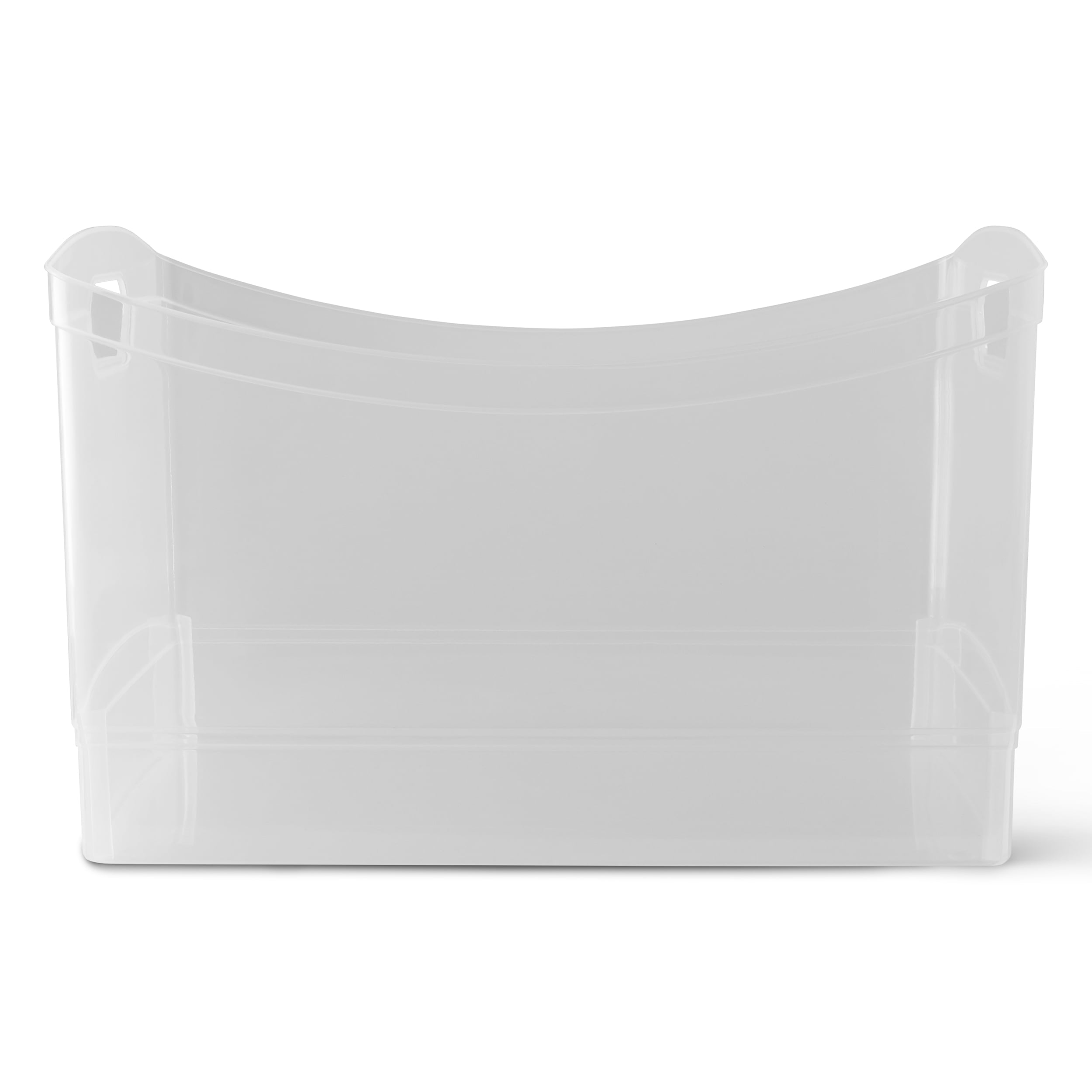 Clear Plastic Utility Storage Bin Organizer with Built-In Handles, Large Storage Container for Pantry, Closet, Cabinet and Shelf Organization, 15.3" x 10.4" x 9.8"