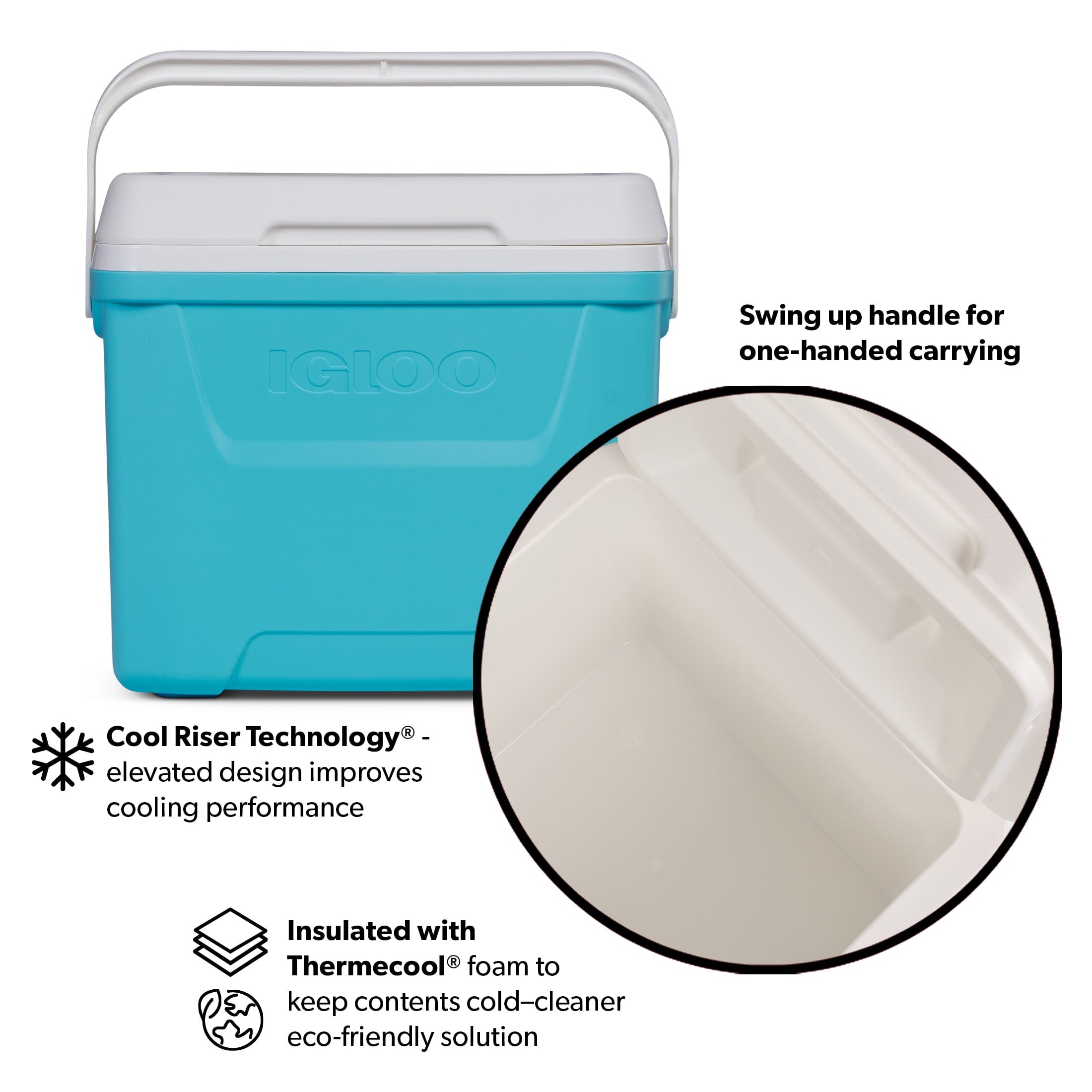 28 QT Laguna Hard-Sided Ice Chest Cooler, Aqua Blue and White