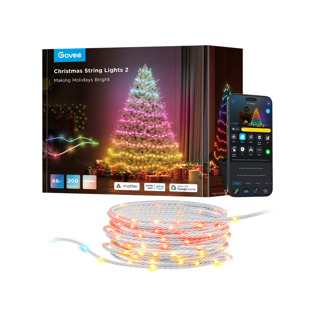 Christmas Lights LED Waterproof Outdoor White 66ft