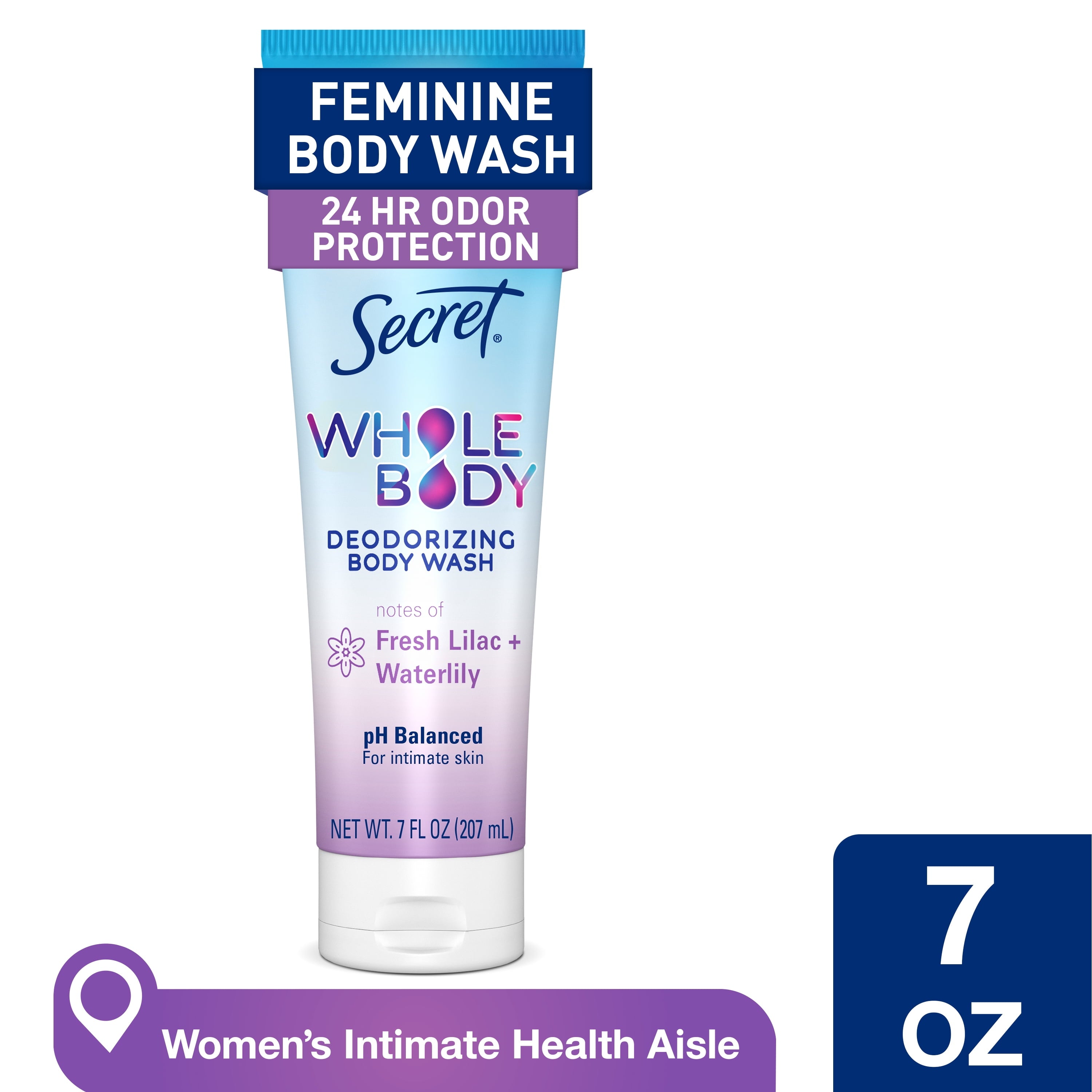 Feminine Wash 24 HR Deodorizing Body Wash for Women, Lilac & Waterlily, 7oz