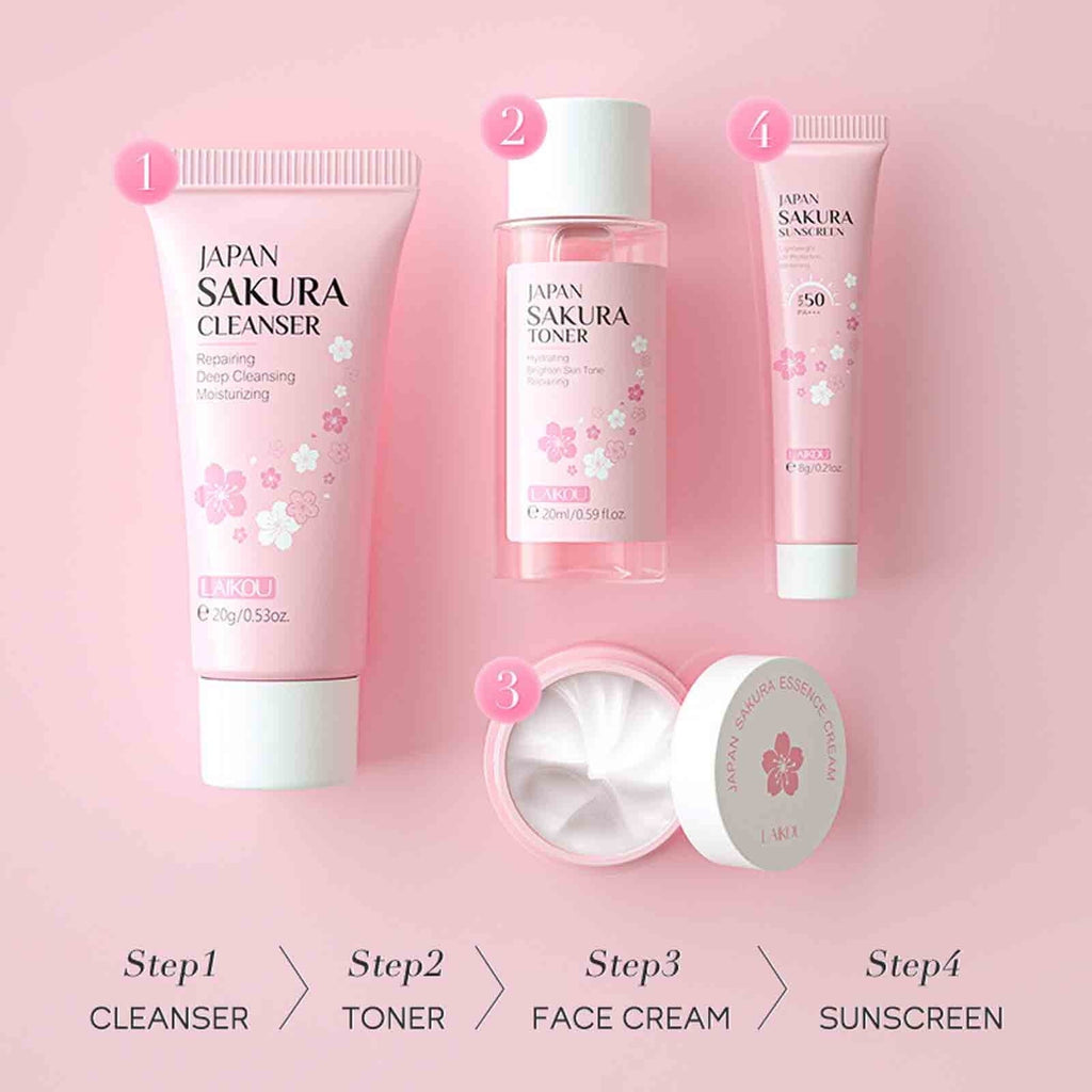 and Nourish Set, Travel Set 4-piece Facial Care Moisturizing Face Cream Essence Lotion Facial Cleanser, Moisture Skin Barrier, Nourishes Deeply, Gifts for Wife Girlfriend