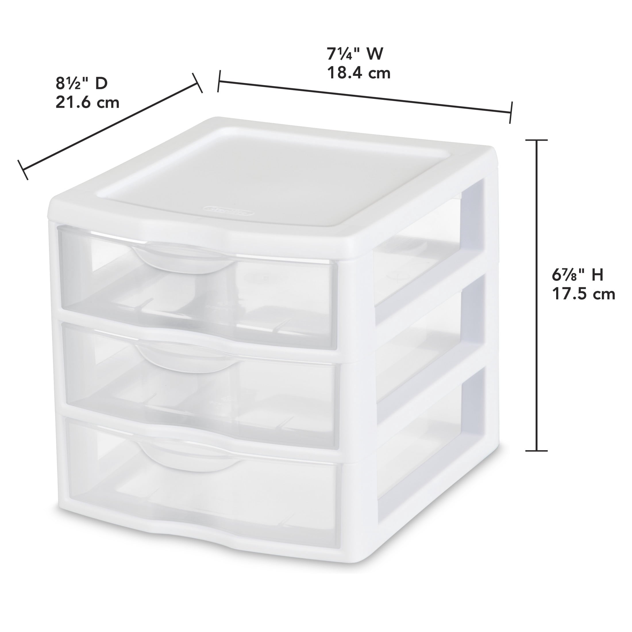 3 Drawer Clear Storage Bin, Desktop Drawer Storage Container, White
