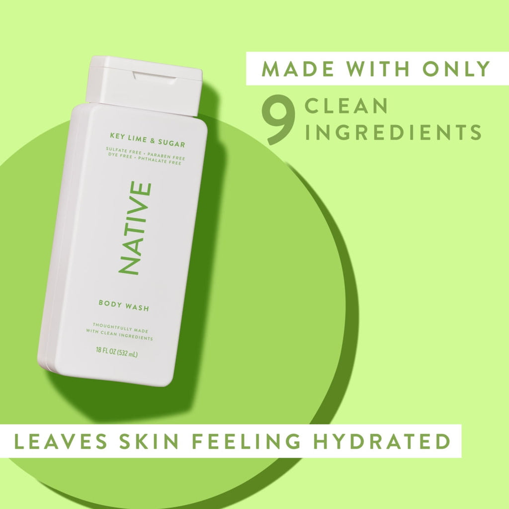 Body Wash, Key Lime & Sugar, Sulfate Free, Naturally Derived Ingredients, 24hr Freshness, for Women & Men, 18 fl oz