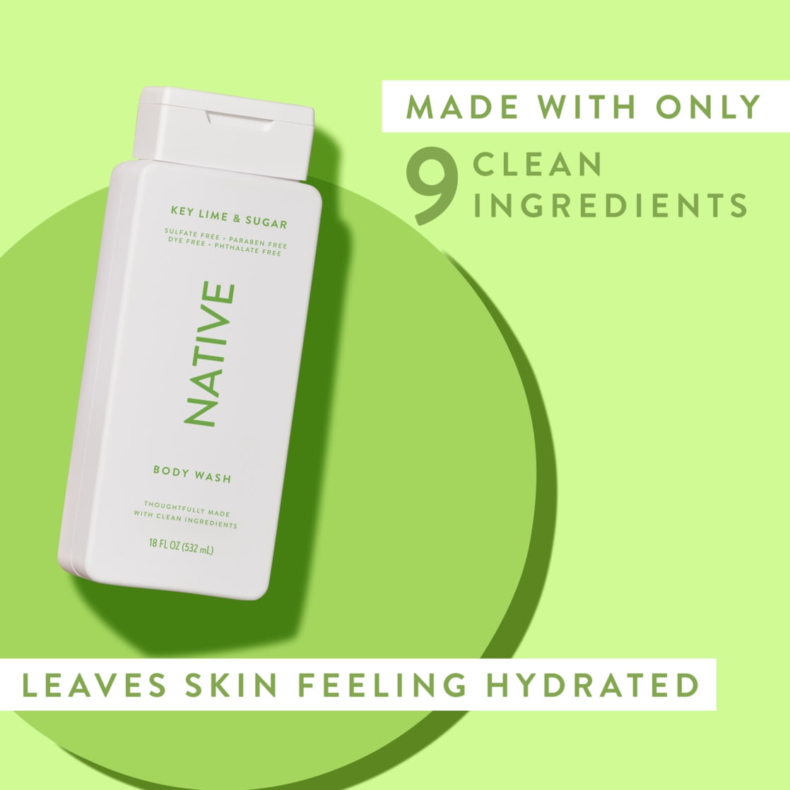 Body Wash, Key Lime & Sugar, Sulfate Free, Naturally Derived Ingredients, 24hr Freshness, for Women & Men, 18 fl oz