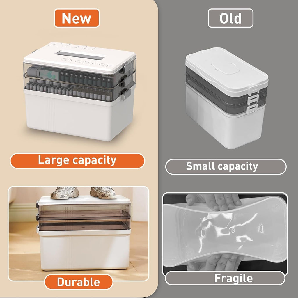 5 Layer storage bins with lid Stack & Carry Box Plastic Handled with Removable Tray for Craft Adult