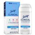 Clinical Antiperspirant Deodorant for Women, 100HR Sweat & Odor Protection, Hyaluronic Acid, Soft Solid, Light&Fresh, 2.6 oz