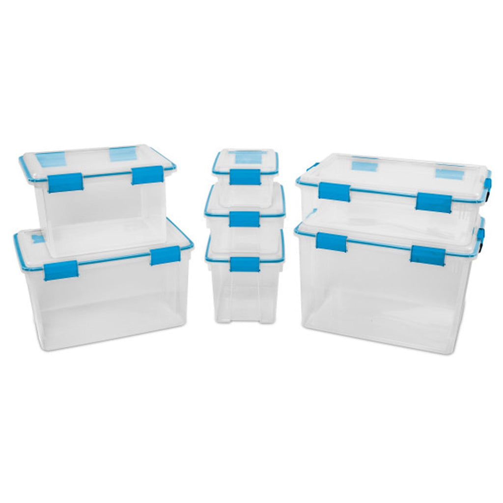 7.5 Quart Clear Plastic Storage Box with Latching Lids, (6 Pack)