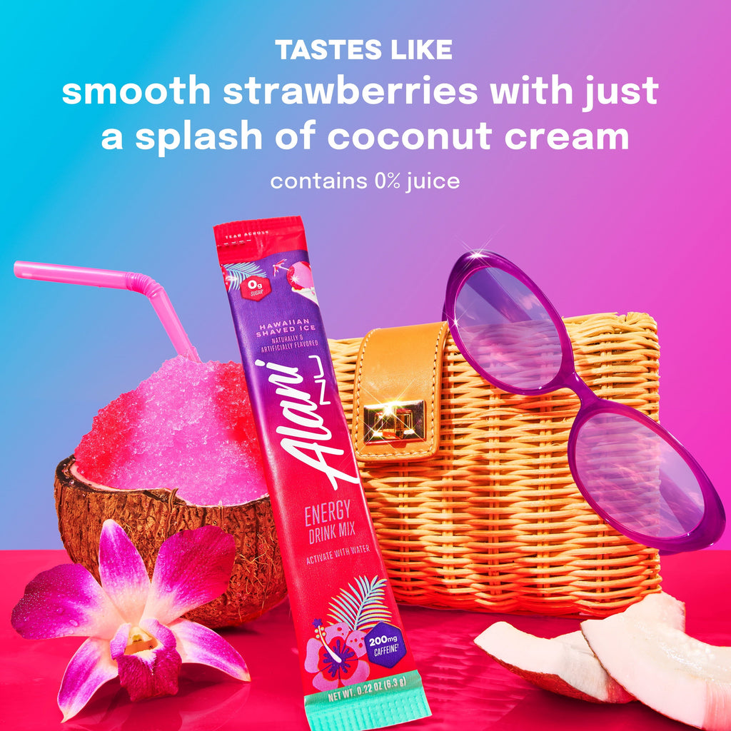 Energy Sticks, Hawaiian Shaved Ice, 10 Count, 200mg Caffeine, Zero Sugar