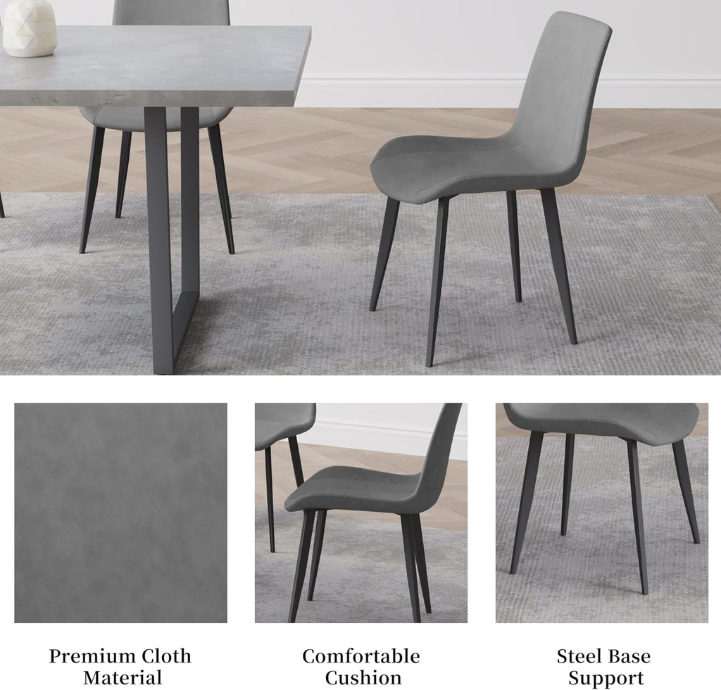 HIPIHOM 5 Piece Dining Table Set, 42.9 Inch Modern Kitchen Dining Table and Leather Dining Chairs for Kitchen Dining Room (Table + 4 Grey Chairs)