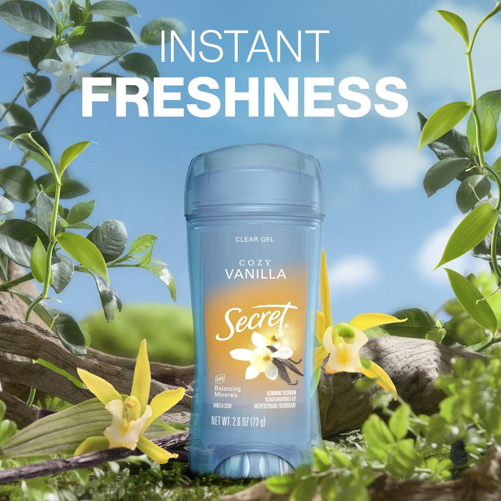 Fresh Clear Gel Antiperspirant Deodorant for Women, Cozy Vanilla Scent, 2.6 oz