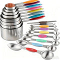 17-Piece Magnetic Stainless Steel Measuring Cups and Spoons Set with Silicone Handles, Kitchen Measuring Tools for Cooking, Baking
