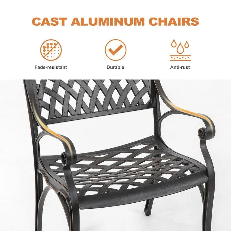 Outdoor 2 Piece Cast Aluminum Bistro Chairs