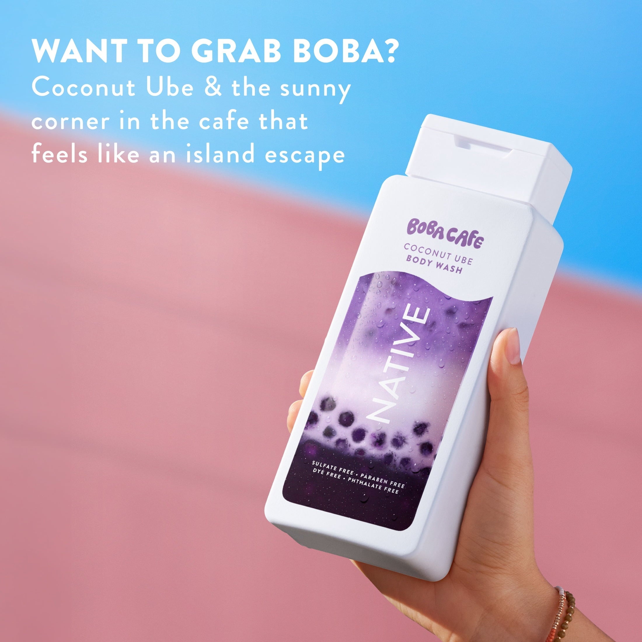 Body Wash, Limited Edition Coconut Ube, Sulfate Free Body Wash for Women & Men, Boba Café, 18 fl oz