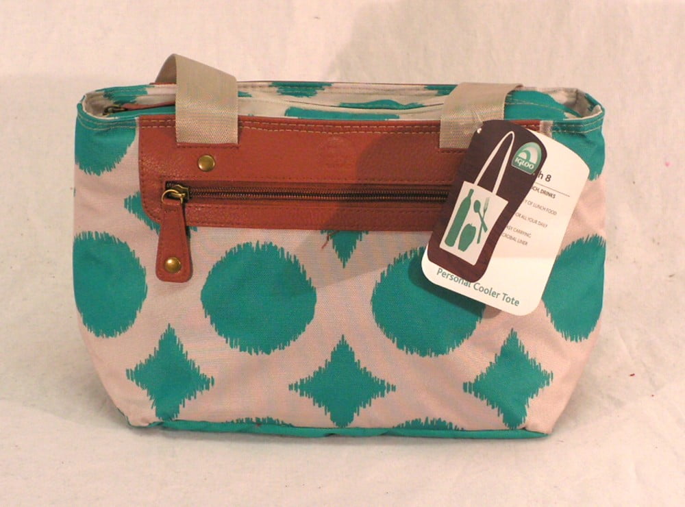 8 Can Insulated Cooler Backpack with Leather-like Trim, Light Green