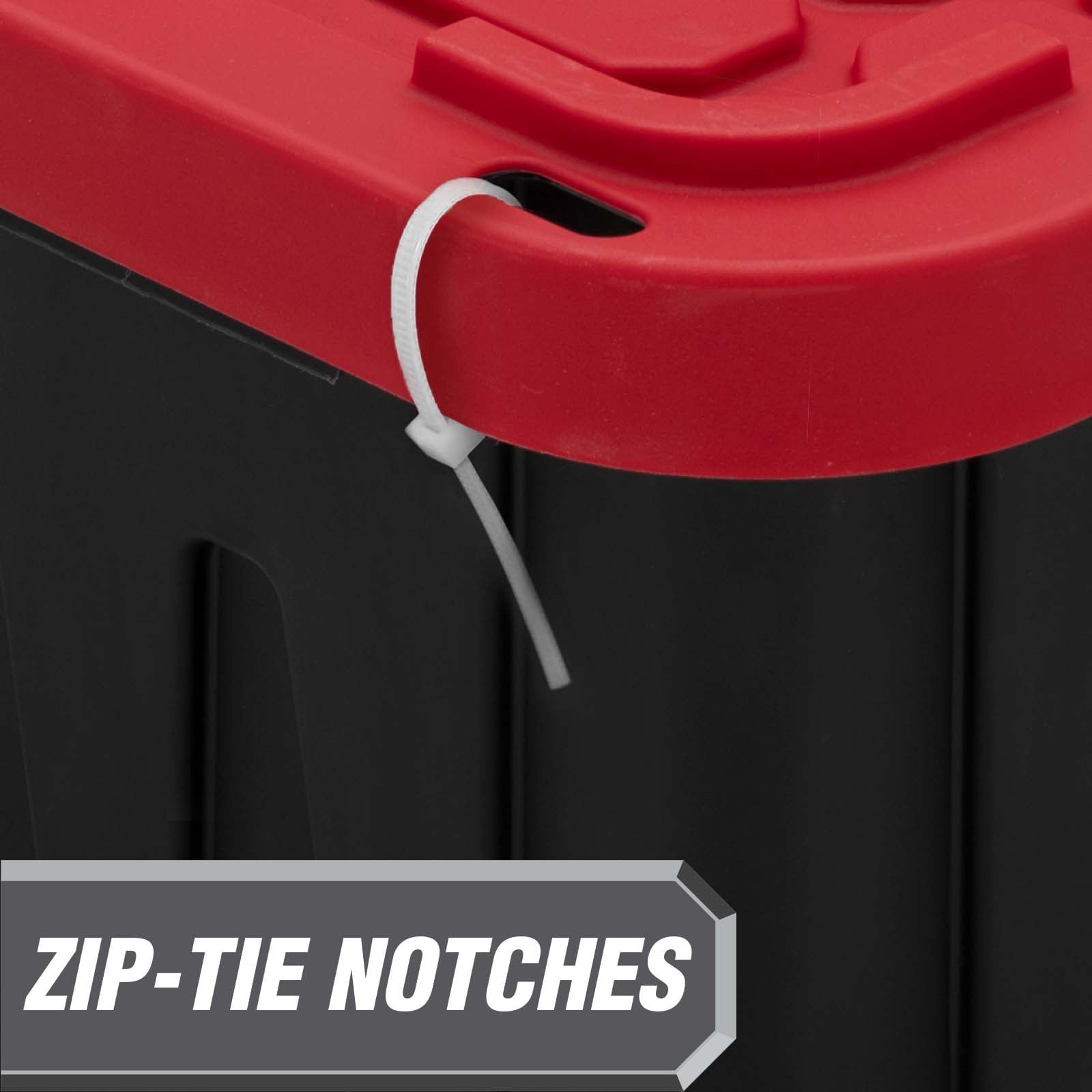 17 Gallon Medium Storage Bin with Snap Lid, Black and Red, Heavy Duty Plastic Storage Container