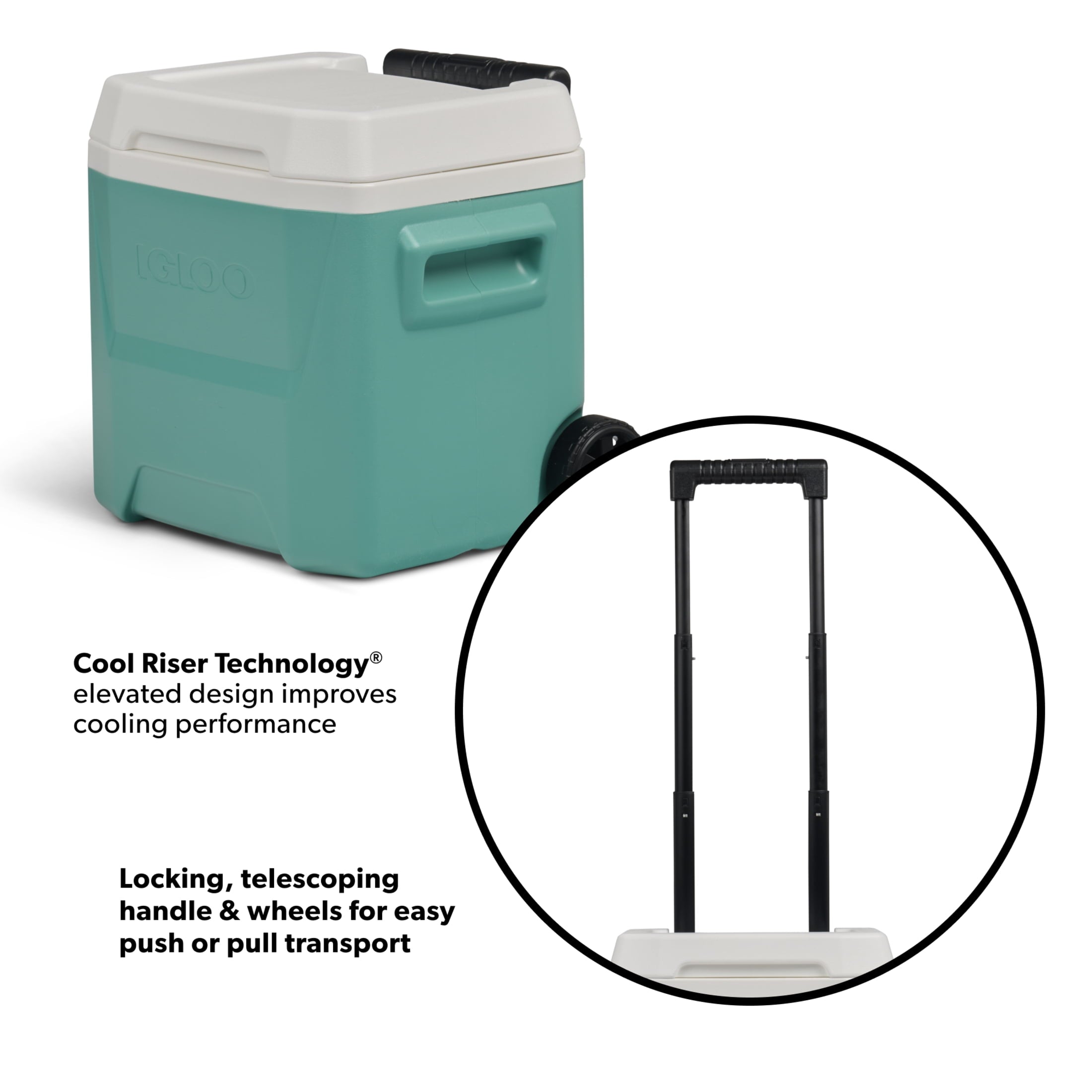 16 QT Laguna Hard Sided Ice Chest Cooler with Wheels, Aqua Blue