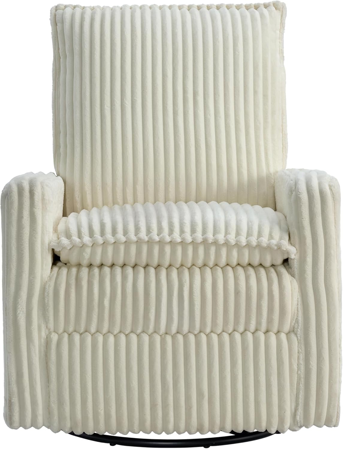 Oxford Baby Uptown Upholstered Glider Recliner Rocking Chair 360° Swivel for Nursery and Living Room - Corduroy, Pearl White