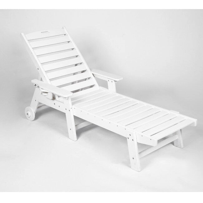 3-Piece Patio Set 2 Oversized Chaise Lounges (5-Position, Wheels, Cup Holder) + Side Table, All-Weather Wood Texture.
