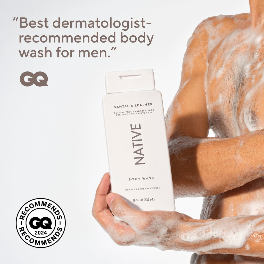 Body Wash, Santal & Leather, Sulfate Free, Naturally Derived Ingredients, 24hr Freshness, for Women & Men, 18 fl oz