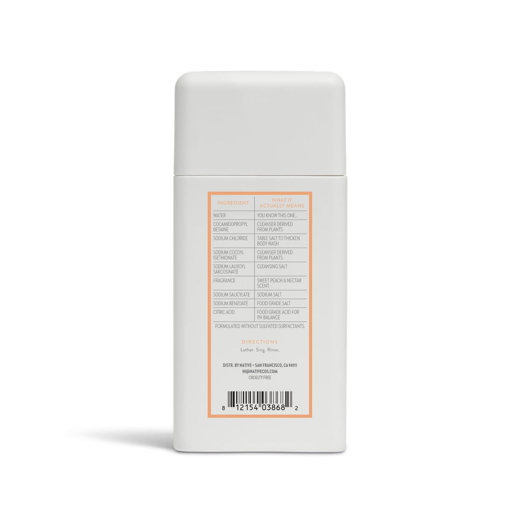 Body Wash, Sweet Peach & Nectar, Sulfate Free, Naturally Derived Ingredients, 24hr Freshness, for Women & Men, 3 fl oz
