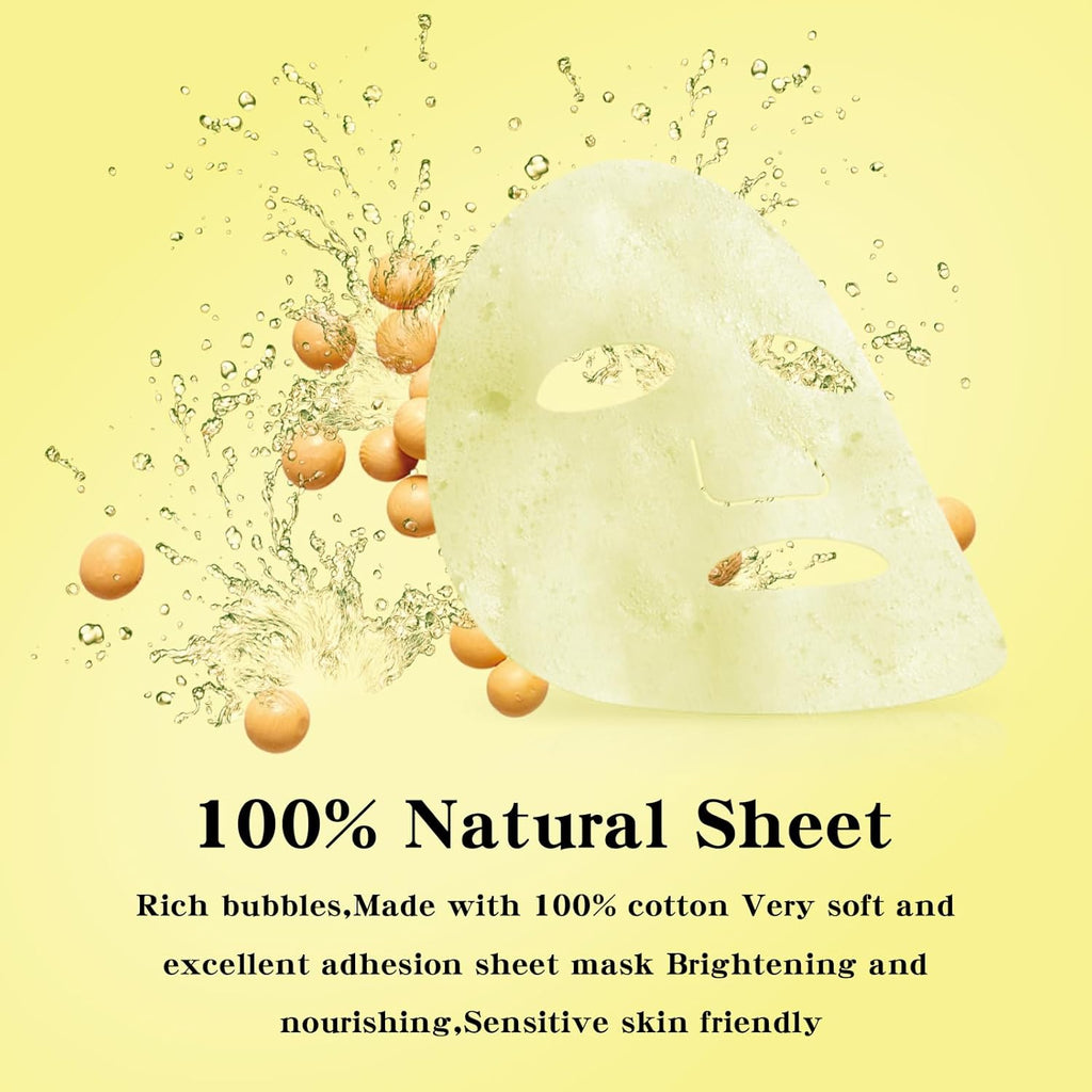 11 Pack Fruit Moisturizing Facial Mask Sheet, Rich in Fruit Essence Face Mask to Brighten and Hydrate Dull Skin