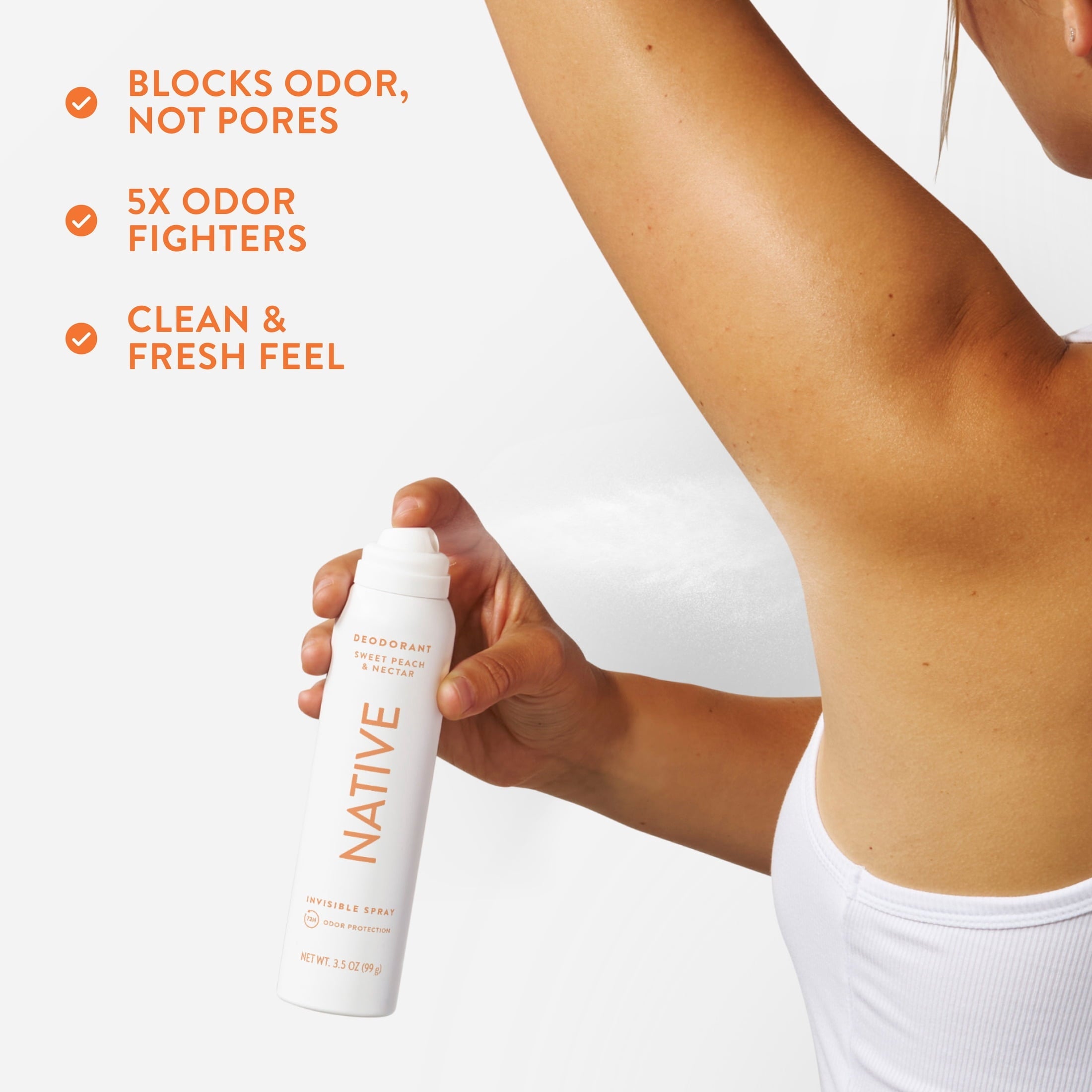 Aluminum Free Deodorant Spray For Women, 72 Hour Deodorant Spray, Sweet Peach & Nectar, 3.5oz