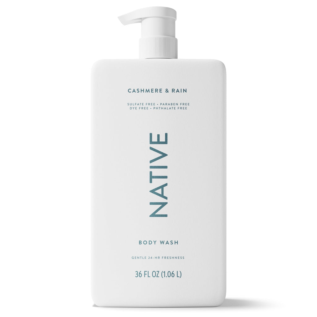 Body Wash, Cashmere & Rain, Sulfate Free, Naturally Derived Ingredients, 24hr Freshness, for Women & Men, 36 fl oz
