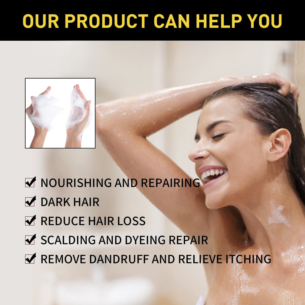 Black Hair Shampoo Organic Natural Plant Hair Dye Plant Essence Permanent Black Hair Color Dye Shampoo for Women Men Cover Gray White Hair