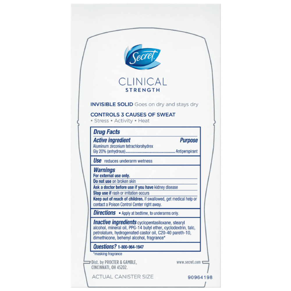 Clinical Strength Invisible Solid Sensitive Antiperspirant & Deodorant, Unscented 1.60 oz (Pack of 6)