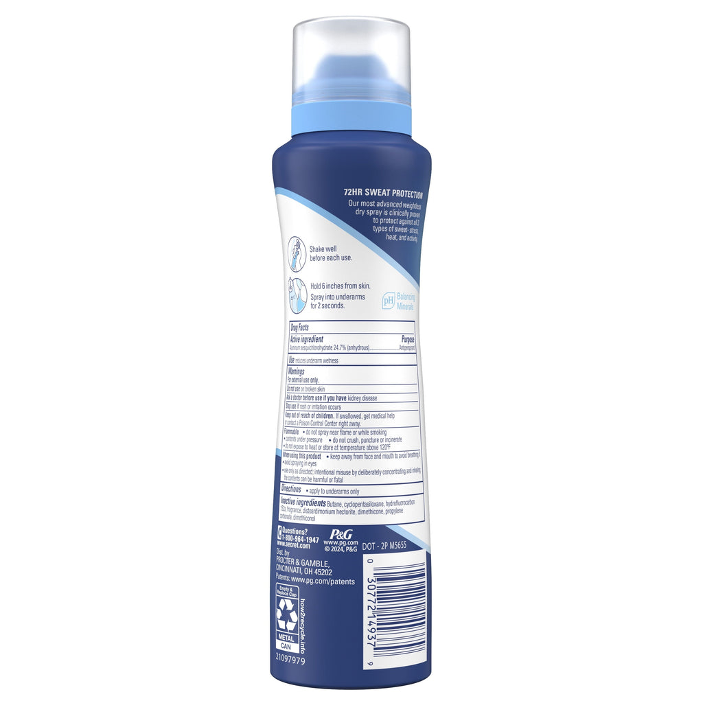 Clinical Strength Dry Spray Antiperspirant & Deodorant for Women, Completley Clean Scent, 3.8oz