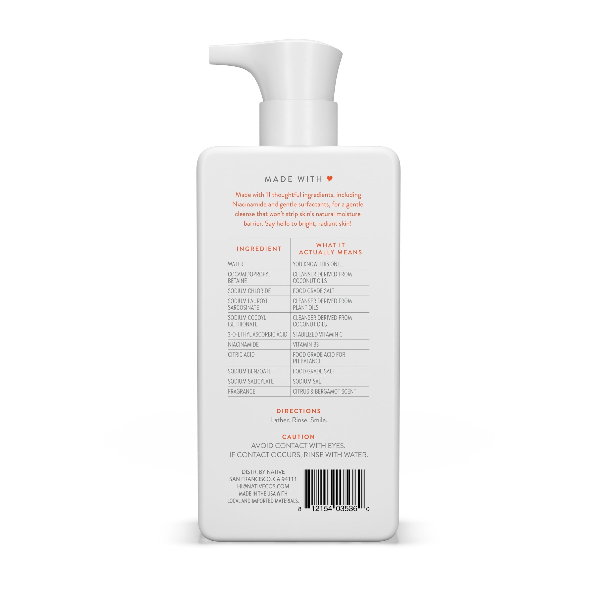 Brightening Facial Cleanser, Citrus & Bergamot, Sulfate Free, for All Skin Types, 12 oz