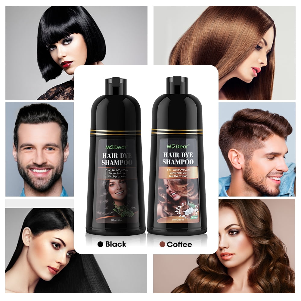 Color Shampoo, Dye Shampoo Coconut Oil Essence Moisturizing 500ml (Coffee)