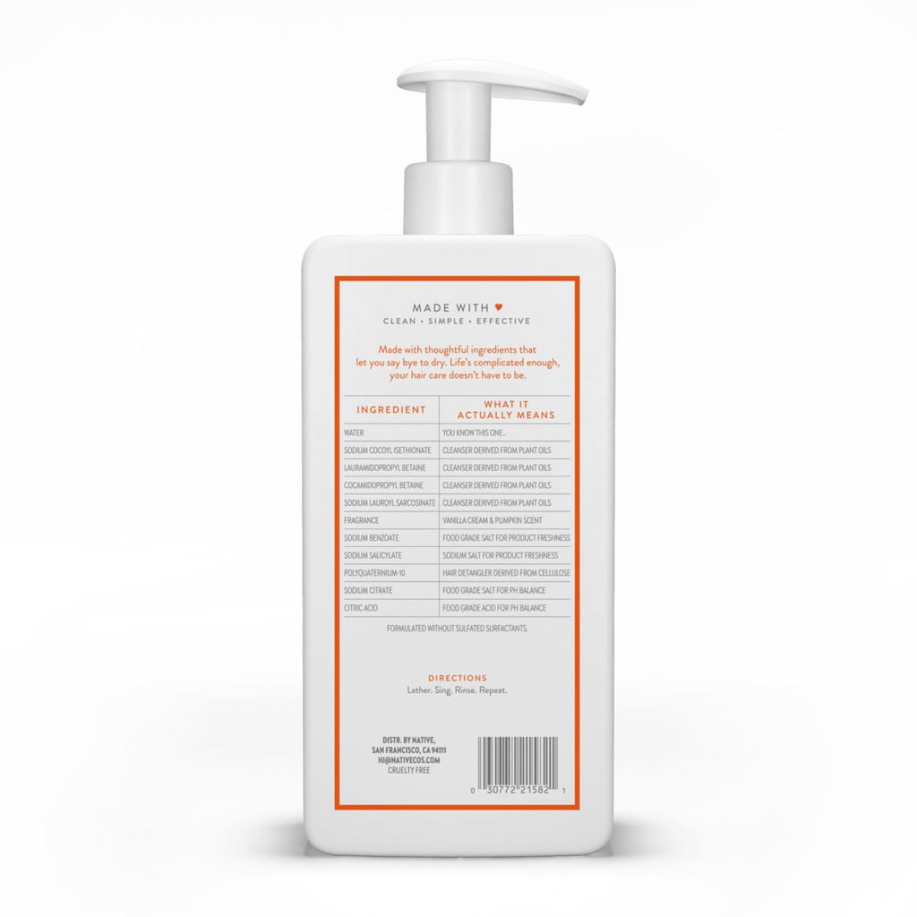 Limited Edition Moisturizing Shampoo, Vanilla Cream and Pumpkin, for Women and Men 16.5 oz