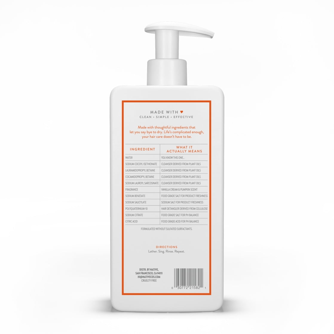 Limited Edition Moisturizing Shampoo, Vanilla Cream and Pumpkin, for Women and Men 16.5 oz