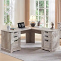 60 Farmhouse L Shaped Executive Desk, Wood Corner Desk, Computer Desk