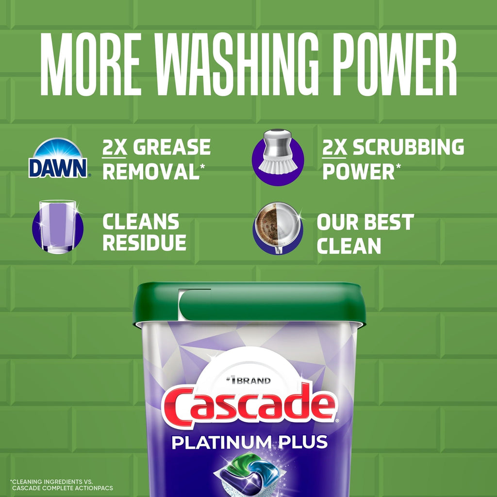 2 x - Cascade Platinum Plus Dishwasher Pods, Dishwasher Detergent, Dish Detergent Soap, Lemon, 57 Count