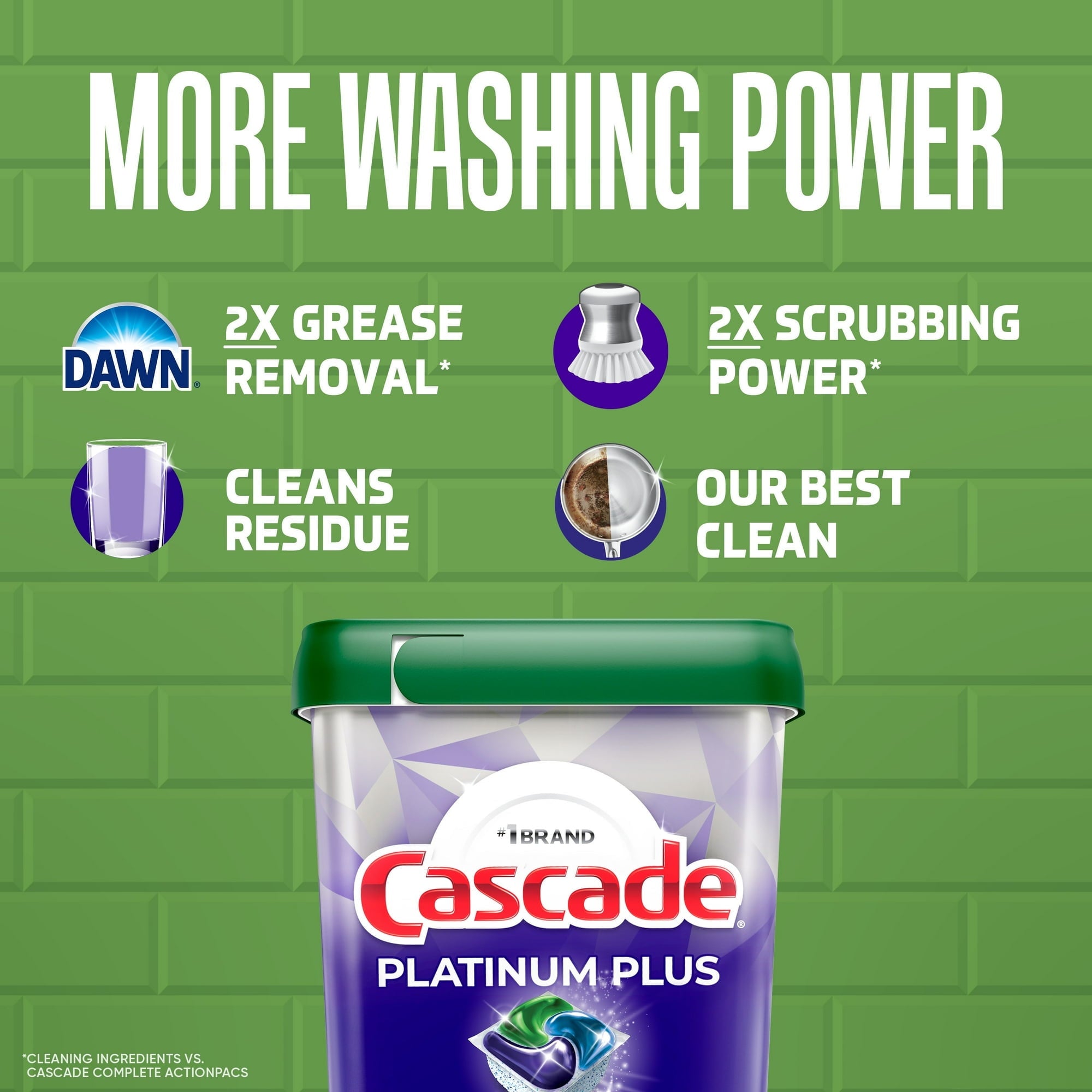2 x - Cascade Platinum Plus Dishwasher Pods, Dishwasher Detergent, Dish Detergent Soap, Lemon, 57 Count