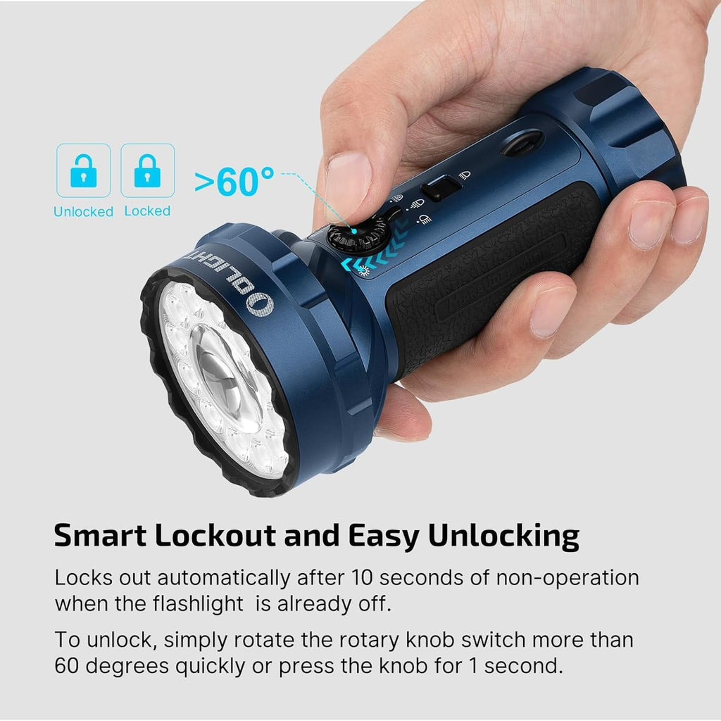 Marauder Mini 2 Bright Flashlight 10,000 Lumen with 750 Meters Beam Distance, Rechargeable Light with Dual Charging & 5 Lighting Modes for Outdoor, Camping, Emergencies (Midnight Blue)