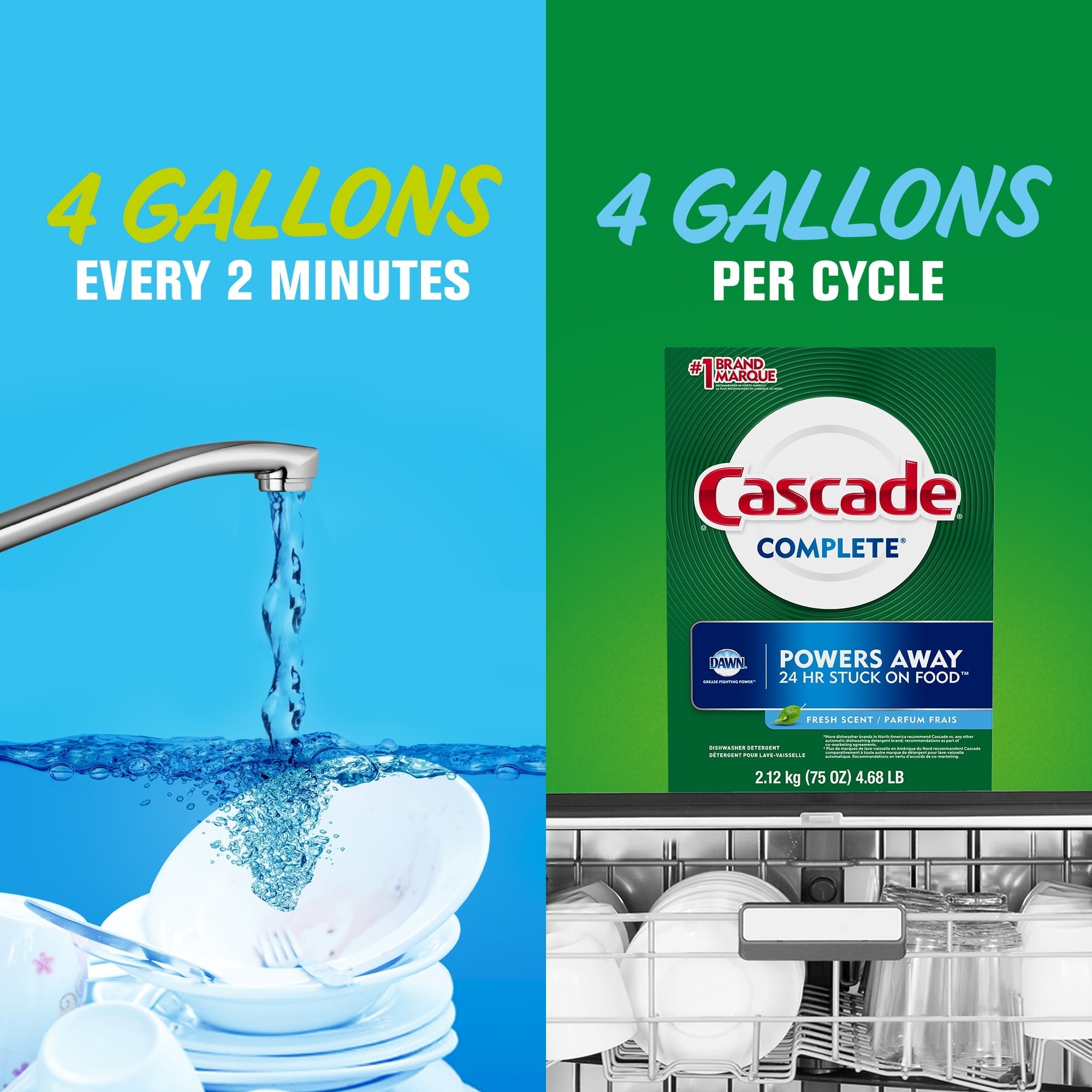 Complete Dishwasher Detergent Powder, Dish Detergent, Dish Soap, Fresh, 75 fl oz