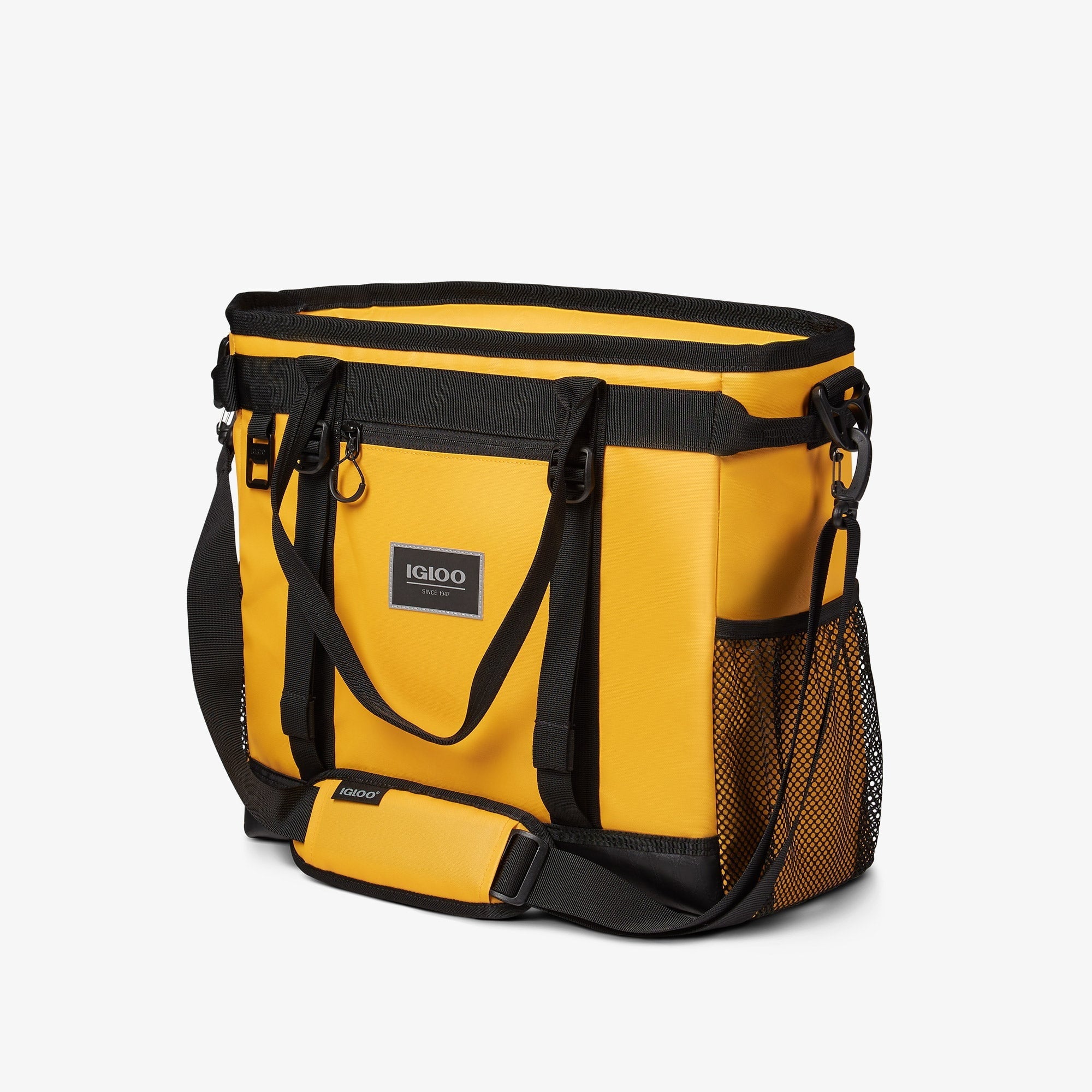 30 Can Capacity Pursuit Tote Cooler Bag with Padded Strap, Yellow and Black