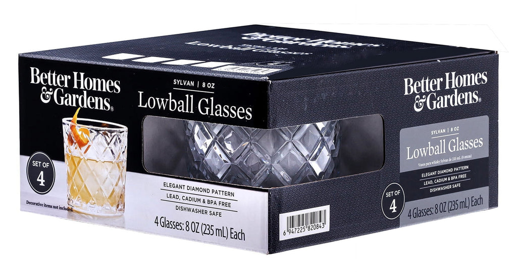 Better Homes & Gardens Diamond Cut Old Fashioned Glass, 4-Pack