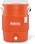 5 Gallon Portable Sports Cooler Water Beverage Dispenser with Flat Seat Lid, Bright Orange