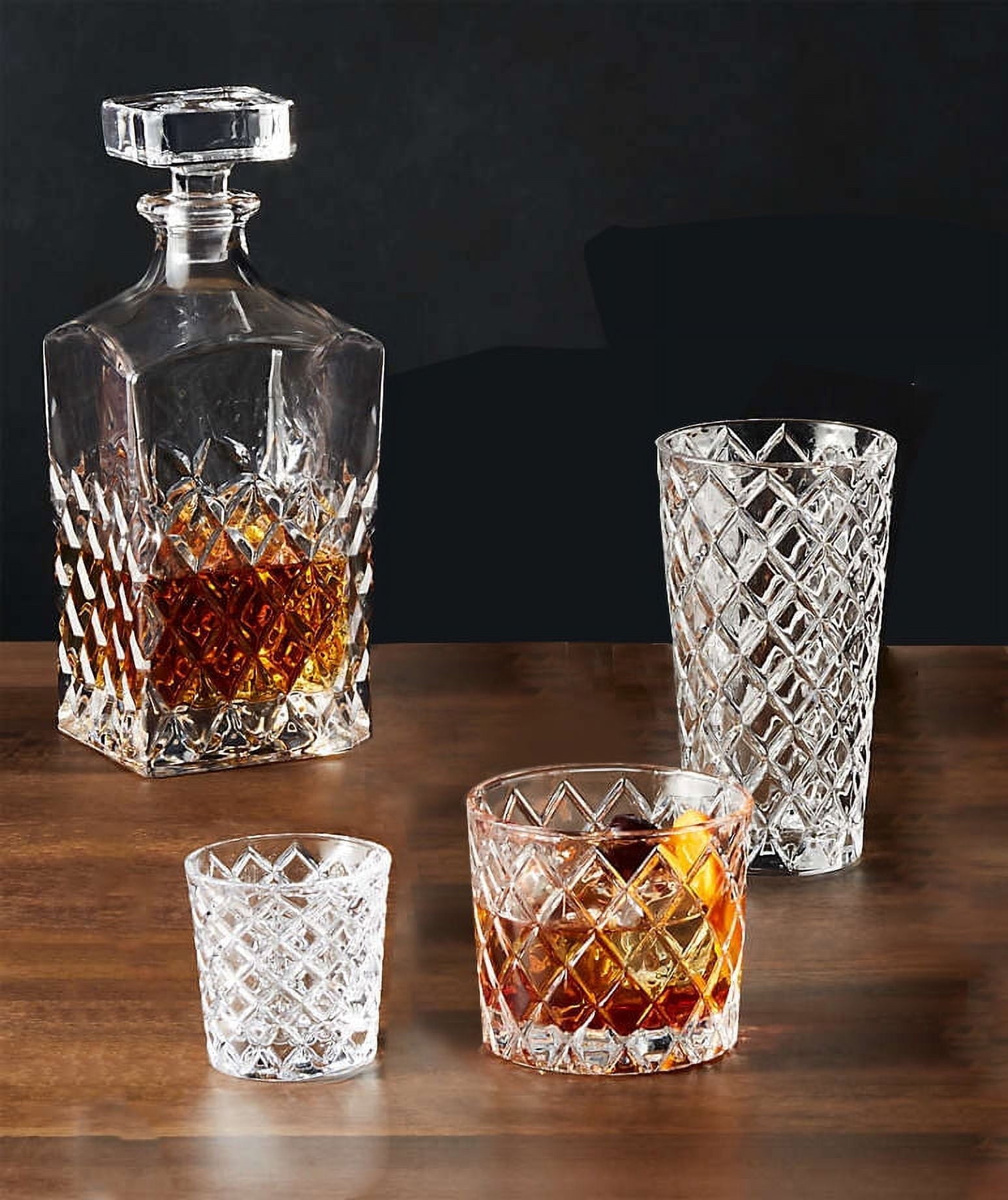 Better Homes & Gardens Diamond Cut Tumbler Clear Drinking Glass, 8 Pack