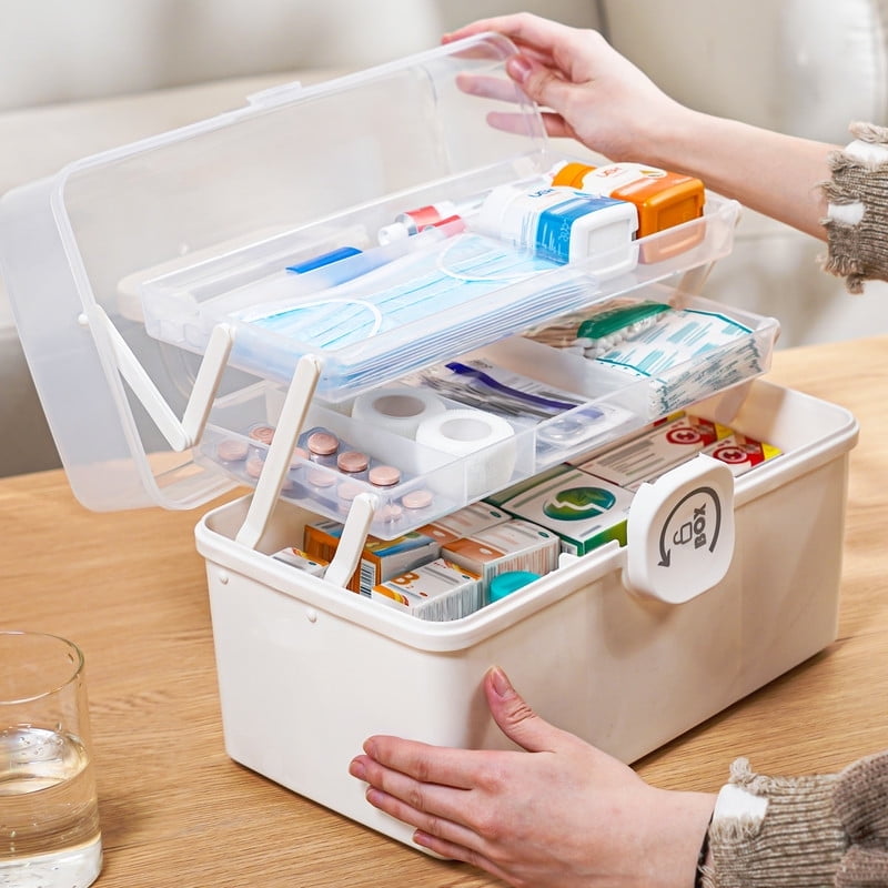 5 Layer storage bins with lid Stack & Carry Box Plastic Handled with Removable Tray for Craft Adult