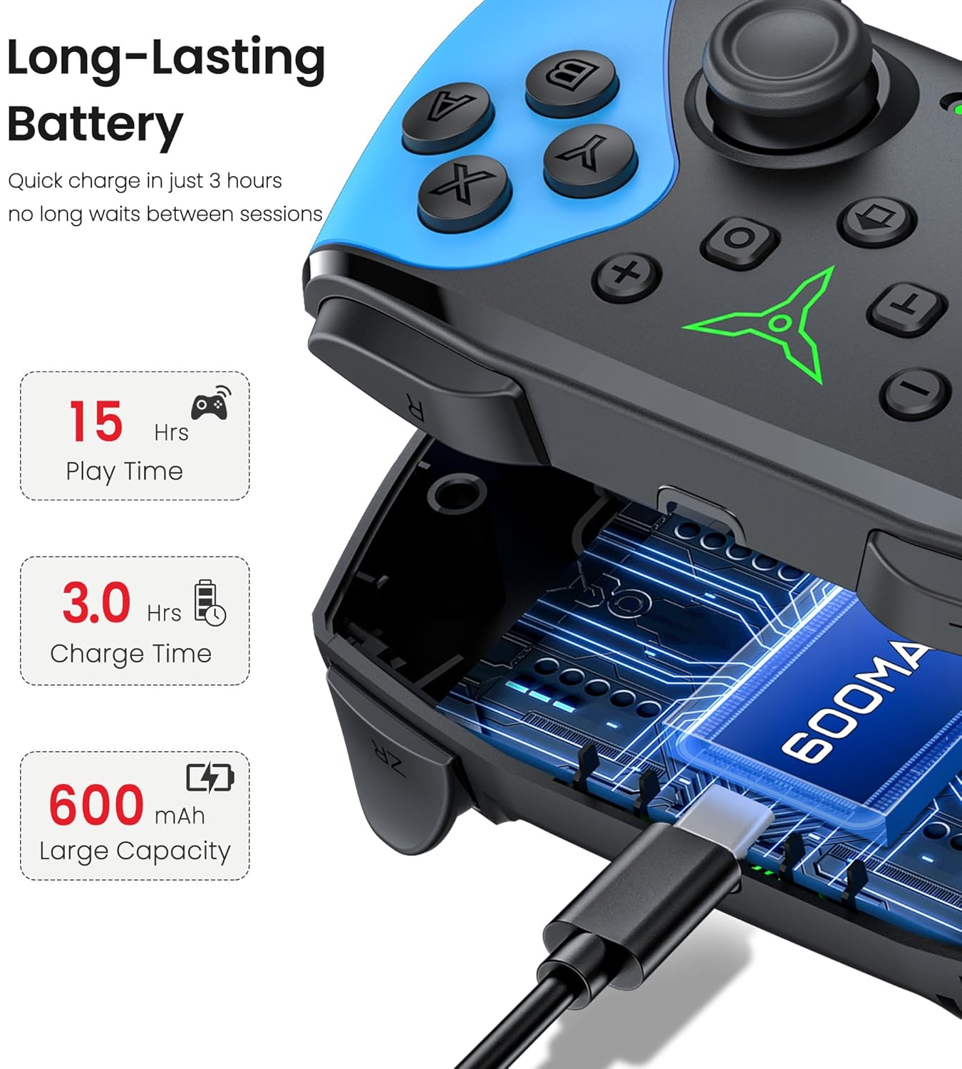 Wireless Switch Controller for Nintendo Switch/Switch 2/Lite/OLED Controller, Switch Controller with a Mouse Touch Feeling on Back Buttons, Extra Switch Pro Controller with Wake-up,Programmable, Turbo Function