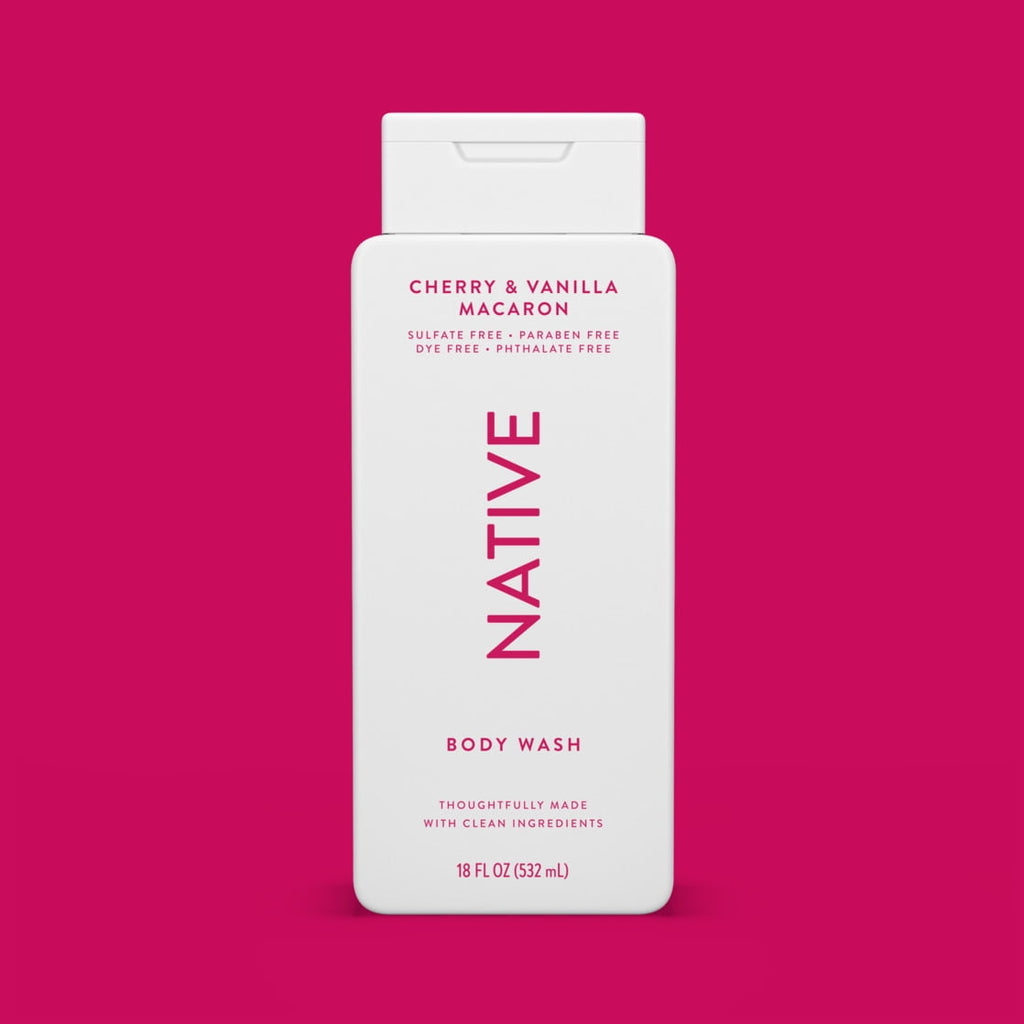 Body Wash, Cherry & Vanilla Macaron, Sulfate Free, Naturally Derived Ingredients, 24hr Freshness, for Women & Men, 18 fl oz