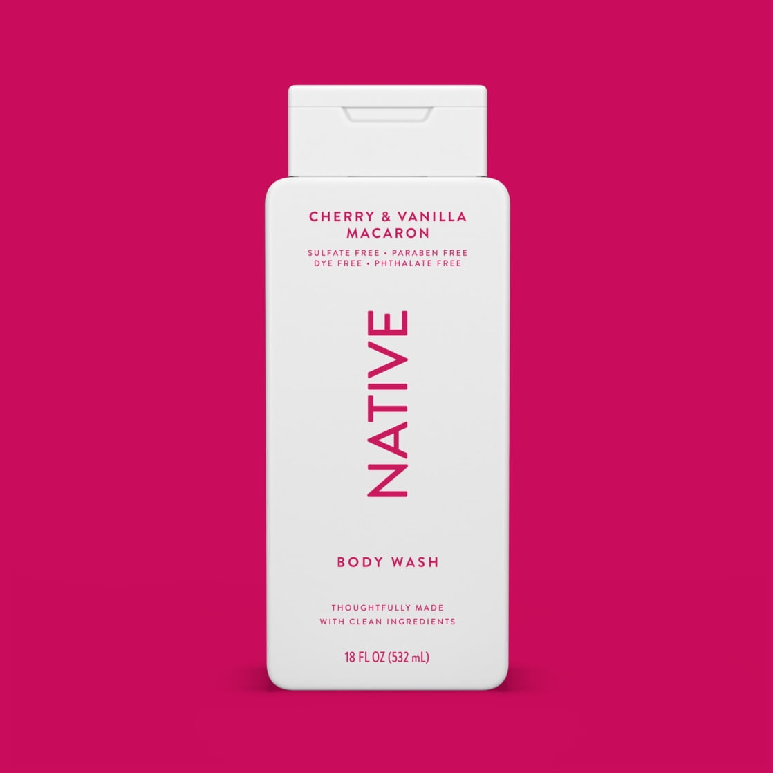 Body Wash, Cherry & Vanilla Macaron, Sulfate Free, Naturally Derived Ingredients, 24hr Freshness, for Women & Men, 18 fl oz